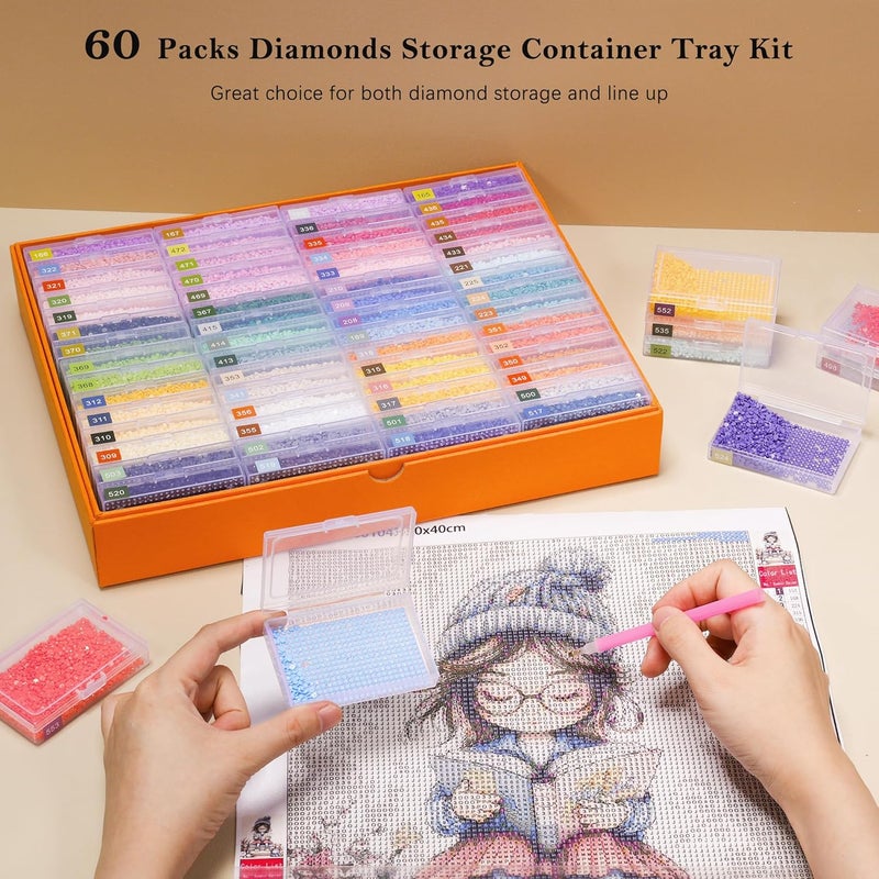 PP OPOUNT 60 PCS Diamond Art Storage Trays for Diamonds Storage & Line-Up, 2-in-1 DiamondPaintingStorage for Diamond Art Crafters, Diamond Art Convex Bottom Design, Diamond Painting Accessories - Image 2